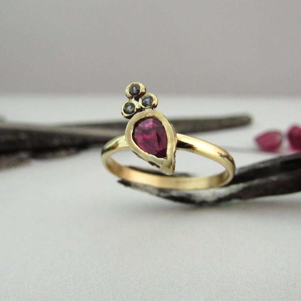Ruby Ring. 14k Gold Ring With Ruby And Tourmaline. - image 2